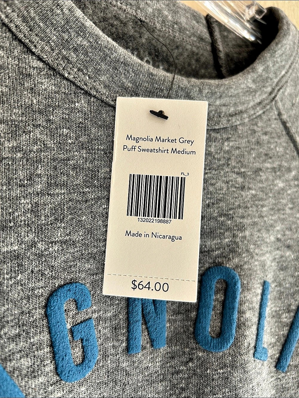 Magnolia Sweatshirt Gray Blue Cotton Blend Size Medium NWT - Picture 4 of 6